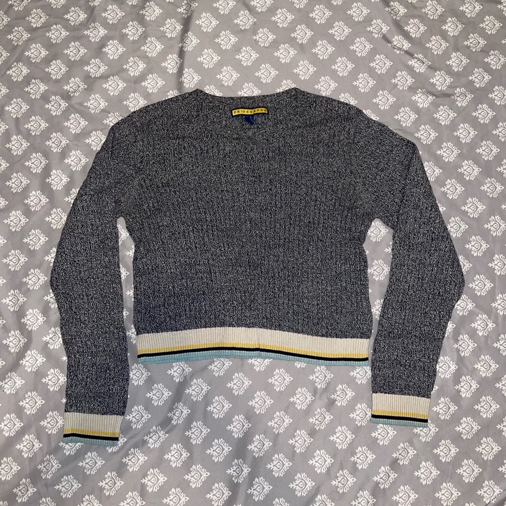 Knit Gray Cropped Long Sleeve Top